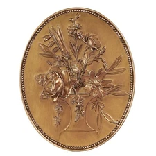 SIKOO Vintage Wall Sculptures Gold Flower Wall Art Hand Painted Ornate Wall H...