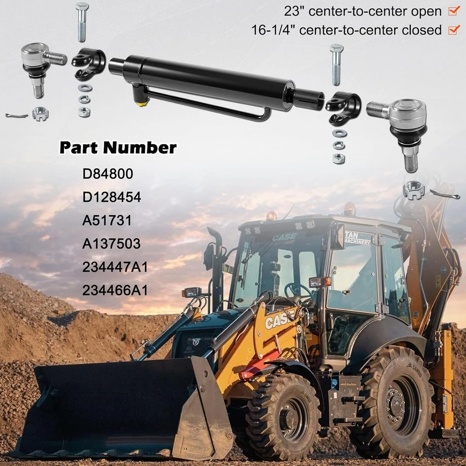 Cilindro de direção hidráulica D128454 compatível com estojo 480C 480D 580C 580D 480F 580SE 584E - Imagem 4 de 4