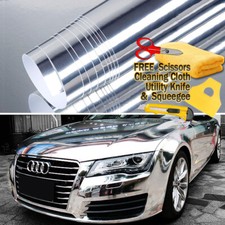 240 X 60 Silver Chrome Mirror Vinyl Film Wrap Sticker Stretchable 20ft X 5ft