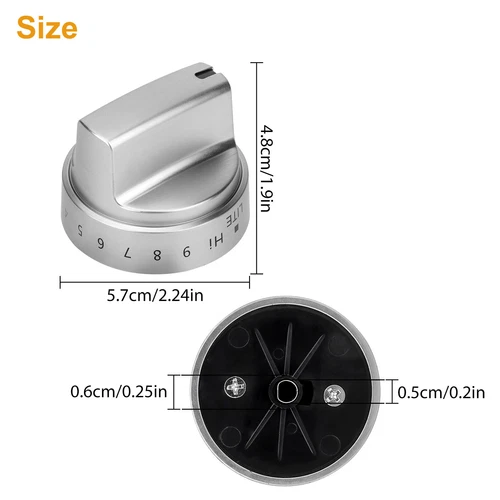5 PCS Stainless Steel Control Knobs For GE Gas Range Stove WB03X24818