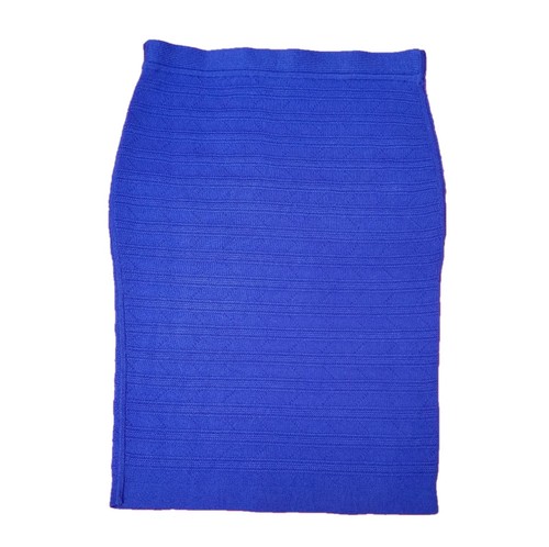 Catherine Malandrino 100% Wool Rib Knit Pencil Skirt Sz L Royal Blue - 第 4/9 張圖片