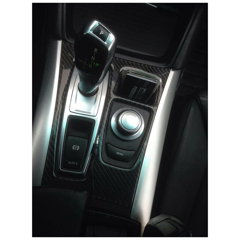 Cubierta interior del panel de cambio de marchas estilo fibra de carbono para BMW X6 E71 2009-2014 Foto 2 de 4