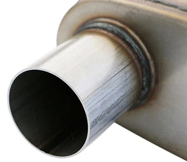 2.5" Inch 63mm Muffler Stainless Steel Exhaust Sports Center/ offset 4"x 9"x14" - image 3 of 4