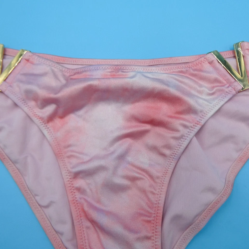 Victorias Secret Medium Pink Tie Dye Brazilian Bikini Bottom Metal Logo Swimwear - Image 2 of 4