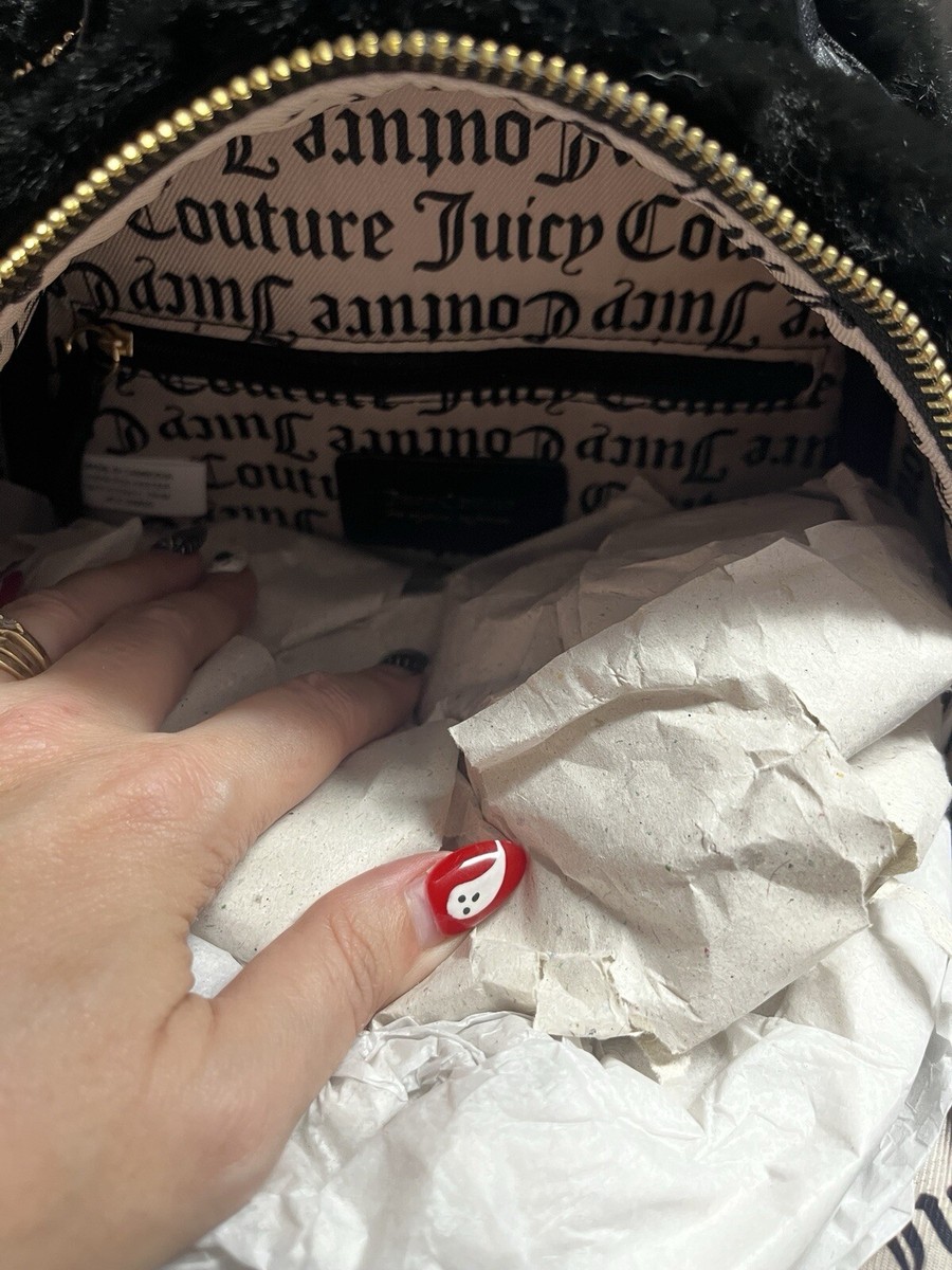 Juicy Couture Lets Get Cozy Faux Fur Black Mini Backpack New  display picture 1