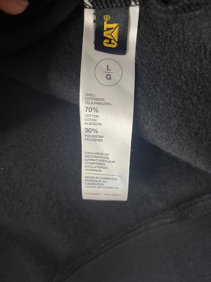 Caterpillar CAT Men’s Embroidered Pullover Logo Hooded Sweatshirt Black