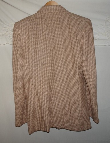 Vintage ANNE KLEIN II PETITES Tan Tweed One Button Jacket Womens 8 Made in USA - Picture 10 of 14