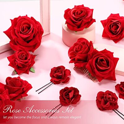 Rose Flower Hair Clips Brooches Set Bridal Wedding Party Accessory Amazon.com : Waydress 12 Pieces Rose Flower Hair Clip Rose  main image 2