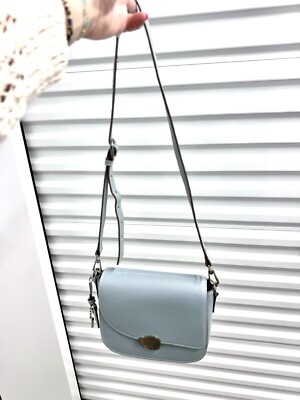 CARIUMA Light Blue Urca Saddle Crossbody Purse Leather Brazil  Born In Rio 