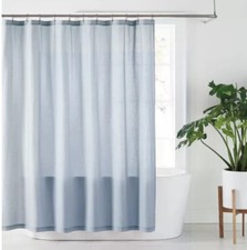 Nestwell Luxury Hemp Fabric Shower Curtain in Blue Fog 72" x 72" NEW No Box