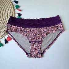 Victoria's Secret VTG Cotton Lace Waist Hiphugger Panty Leopard Print Medium NEW