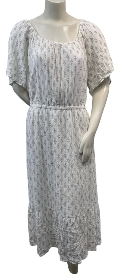 Vestido midi Style and Co para mujer talla grande 3X estampado de hojas blancas en shldr nuevo Foto 2 de 4