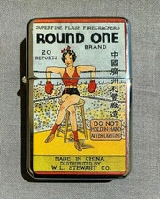 Vintage Firecrackers Ad Image Flip Top Oil Lighter Windproof