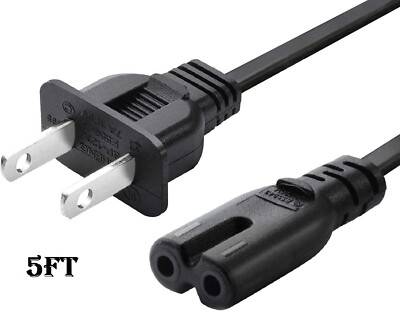 AC Power Cord 2 Prong Cable for PS4 PS3 PS2 Slim XBOX PC LAPTOP PSV Monitor TV