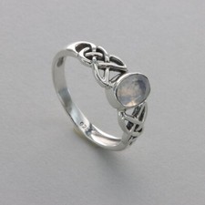 Rainbow MOONSTONE Celtic Ring - Multiple Sizes - 925 STERLING SILVER 3e