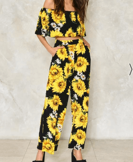Lucy Wang x Nasty Gal Get Some Sunflower Floral 2-Piece Top
