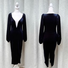 Asos blue velvet long sleeve dress