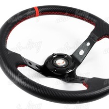350mm Deep Dish Drift Red Stitch Carbon Pvc Leather 6-hole Racing Steering Wheel 350mm Deep Dish Drift Red Stitch Carbon Pvc Leather 6-hole Racing Steering Wheel