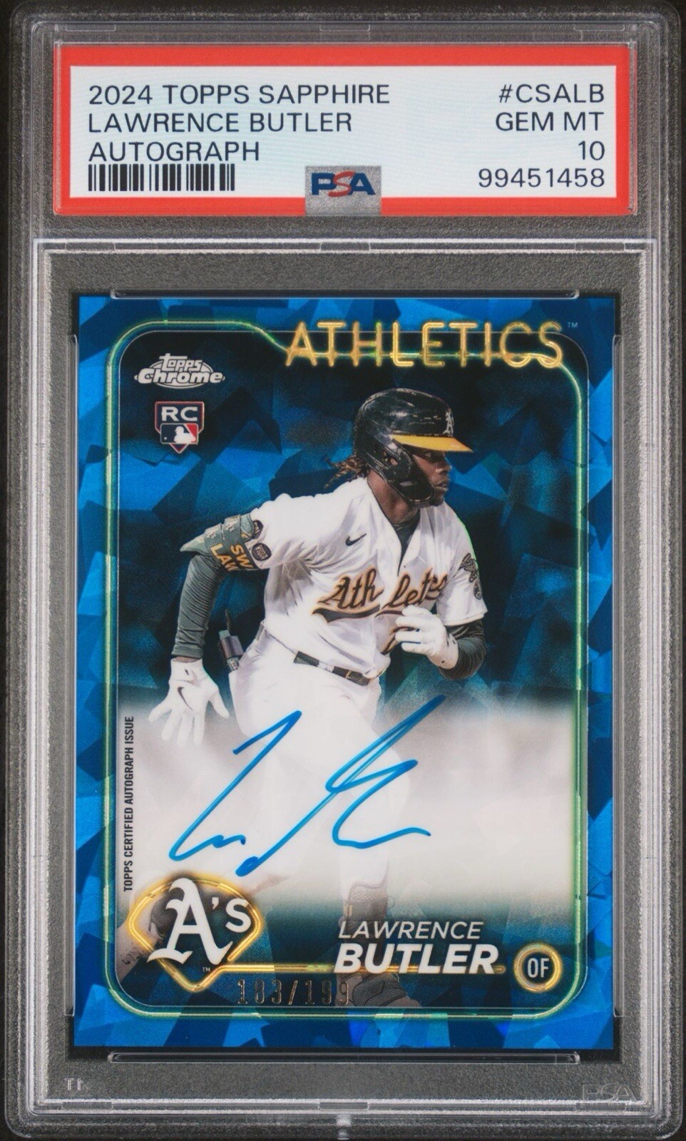 PSA 10 2024 Topps Chrome Sapphire Oakland A's Lawrence Butler AUTO RC /199 🔥