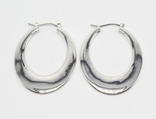 New Directions Silver Oval Hoop Earrings E1376