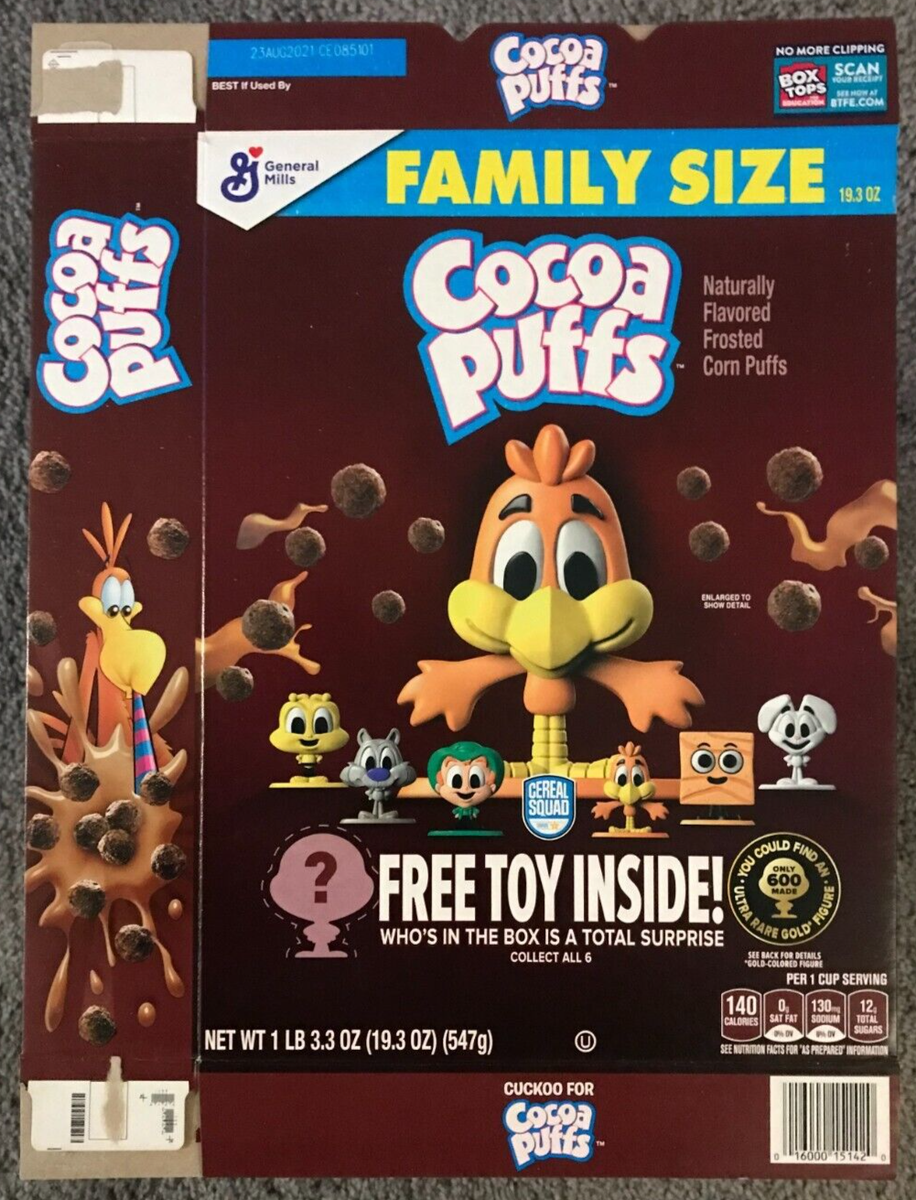 EMPTY Cocoa Puffs Cereal Squad Series Toy Offer FS Cereal Box