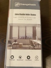 Horizontal Window Shade Blind Zebra Roller Shade Double Layered Curtain 22”X70”