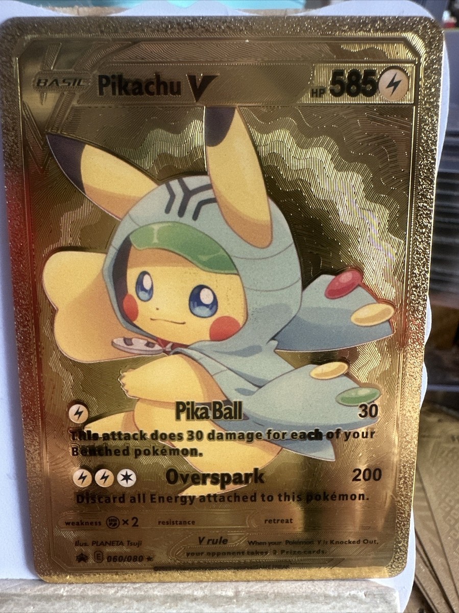 Pikachu V Gold Foil Pika Ball💥Fan Art 💥Card Hp585 NM | eBay