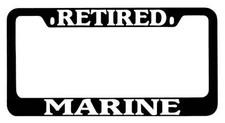 Black METAL License Plate Frame Retired Marine Auto Accessory