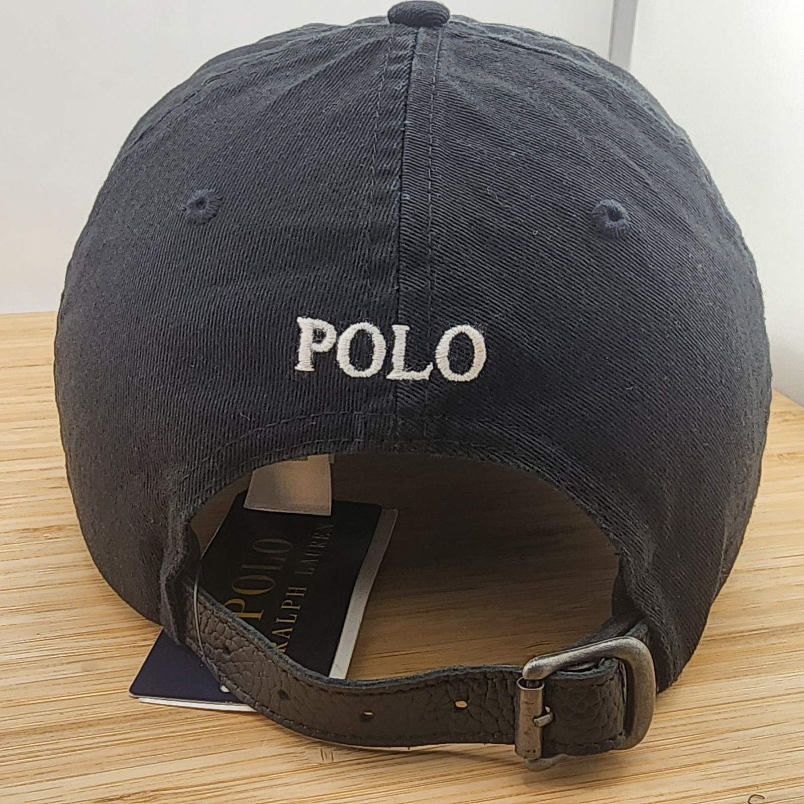 Cappello Polo Ralph Lauren Nero #3 Grande Cappellino Pony 100% Cotone Cinturino Pelle