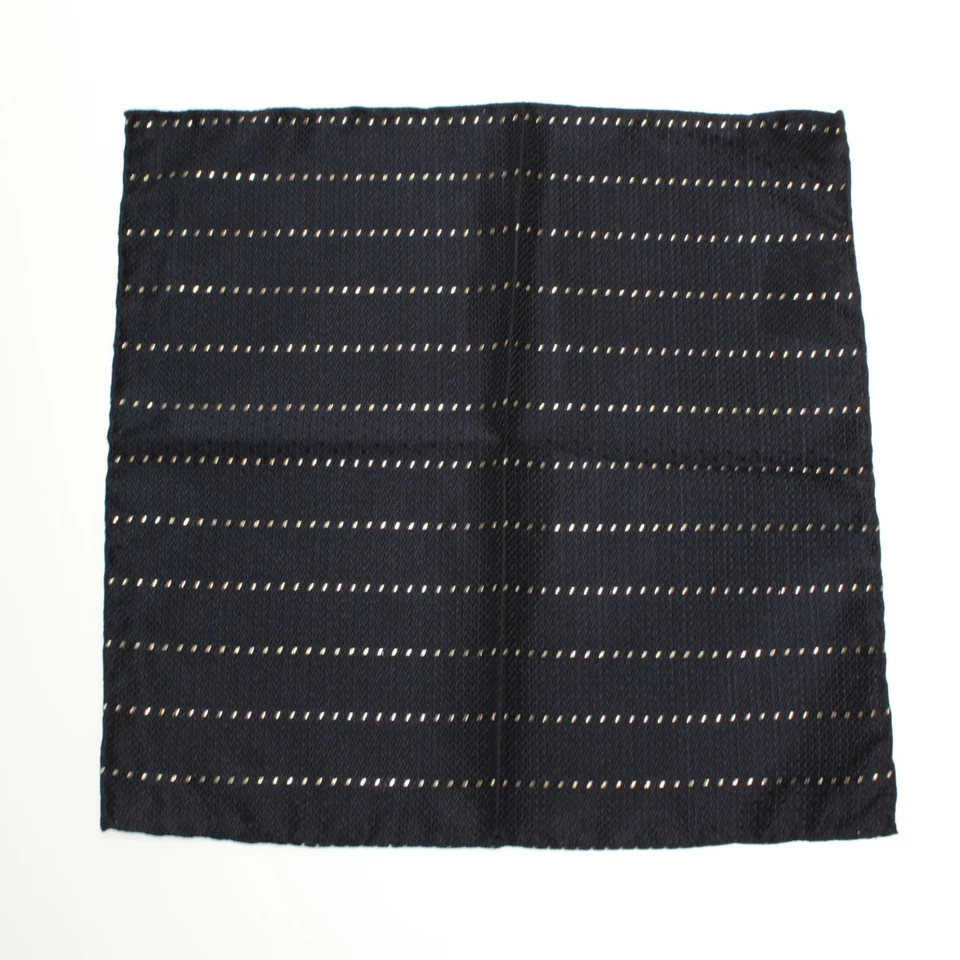 Italo Ferretti Novo com etiquetas bolso de face única quadrado azul marinho com lã/seda dourada 24 KT - Imagem 3 de 4