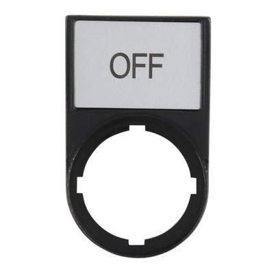 EATON M22S-ST-GB5 PUSH-BUTTON LEGEND PLATE, 22MM, BLACK, ''OFF''