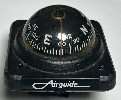 Vtg  Airguide Air Guide Compass Black Plastic Clip Mount Adhesive Survival Tool