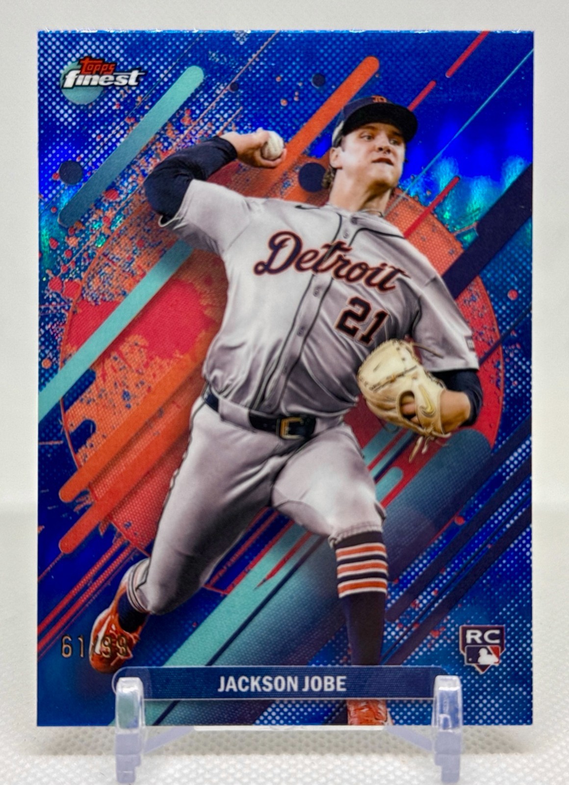 2025 Topps Finest Jackson Jobe Rare Blue Refractor /99 #251 Tigers