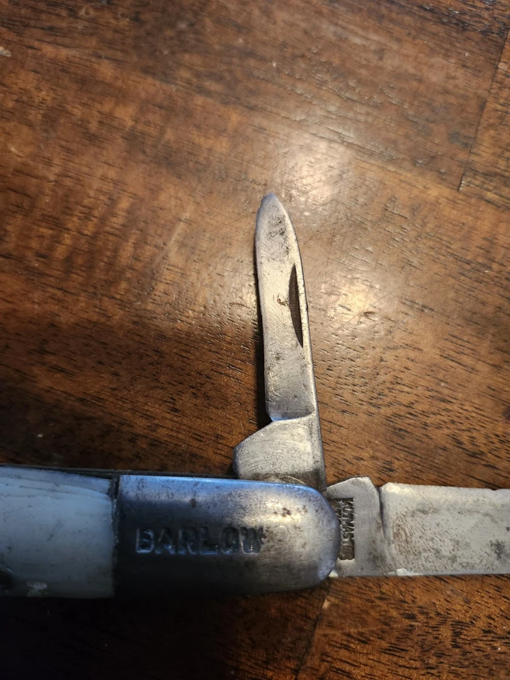 Faca de bolso Barlow White Handle Kutmaster 2 lâminas vintage - Imagem 3 de 4