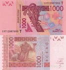 West  African States  (Ivory Coast)   -  1000 Francs (UNC)  p815Tm  2013