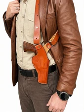 Leather Shoulder Holster Fits S&W Model 586, 686, 10, 19, 60, 66 - Revolver 