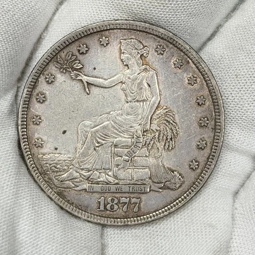 1877-S Trade Dollar $1 Silver Coin San Franciso T$1 90% Liberty Seated Early US