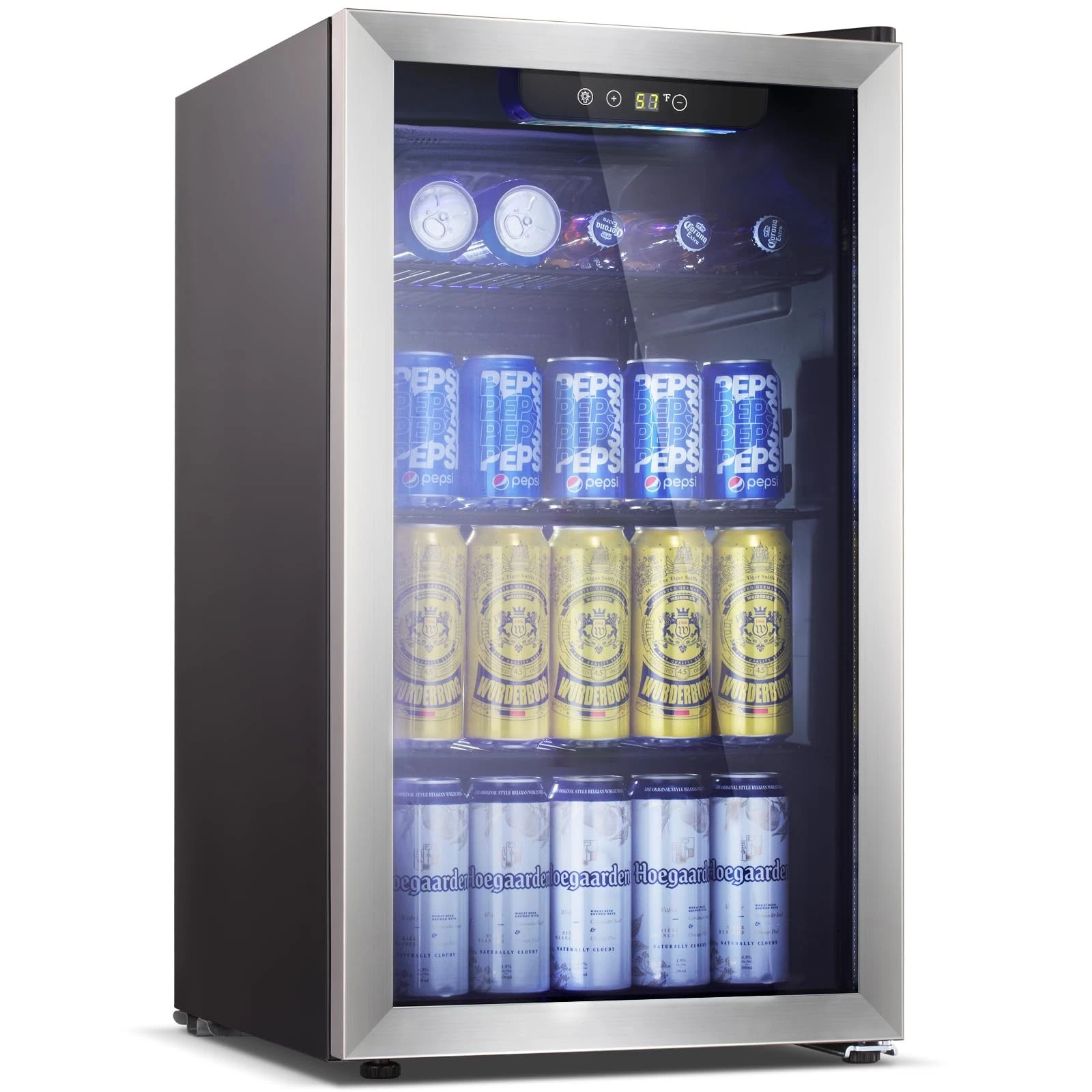 Beverage Refrigerator 125 Can Mini Fridge Stainless Steel 3.3Cu.Ft Black Star