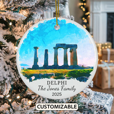 Custom Delphi Christmas Ornament, Personalized Greece Travel Gift, Couple Gift