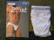 2 X IST - Men's Cotton Sport Brief - White w/Black Letters - Size M - BNIB