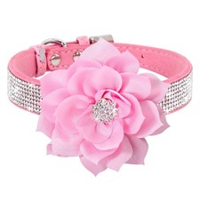 PET ARTIST Bling Rhinestone Dog Collar, Cute Soft Suede Leather Dog Collar ...