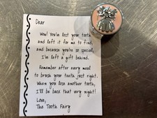 Tooth Fairy Keepsake Box Tooth Fairy Design Pink Silver Fairy Theme with Note