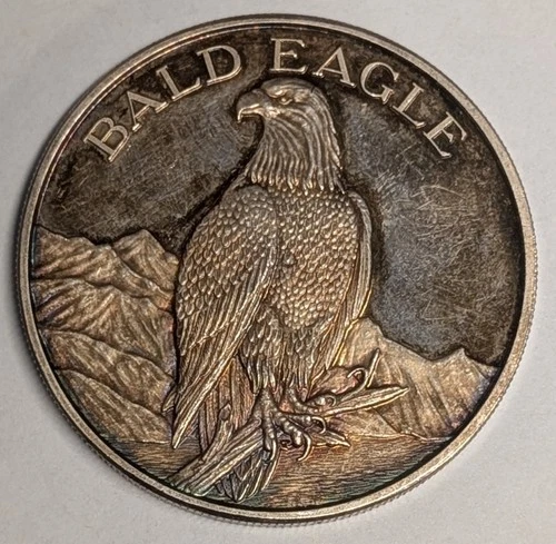 2 oz .999 Fine Silver Bald Eagle Wildlife Series Toned Bullion Round