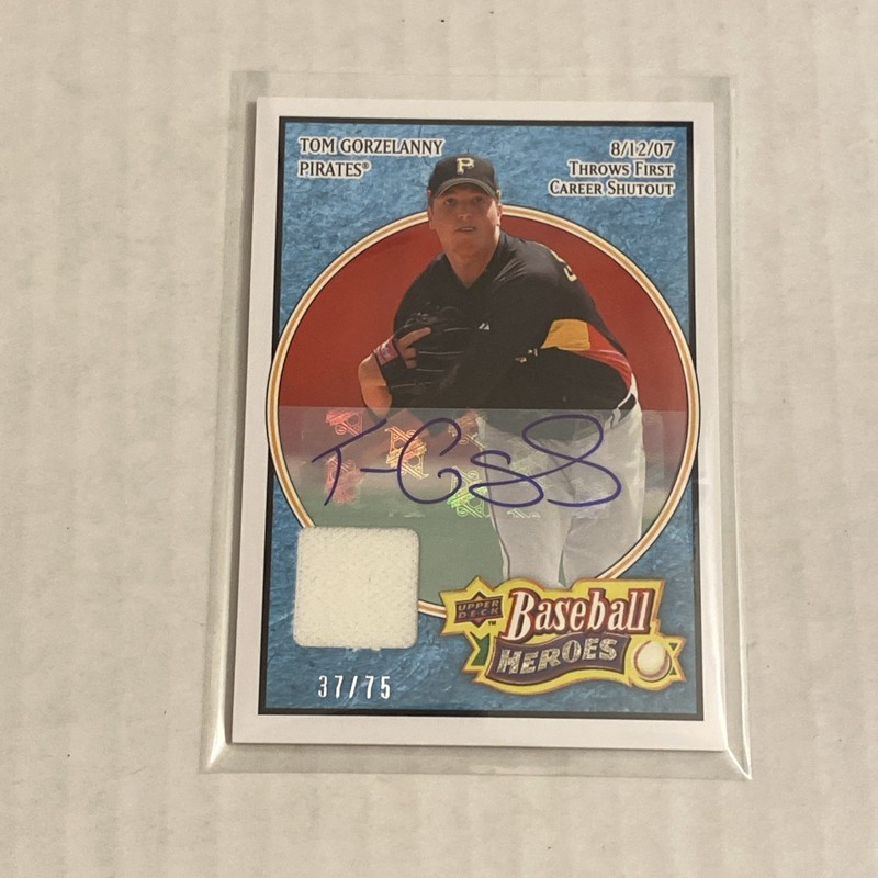 2008 UD Baseball Heroes Tom Gorzelanny Game Used Patch Auto Autograph Blue /75
