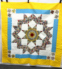Vintage Broken Star Quilt Hand Pieced Hand Quilted 81 x 83 Excellent Condition