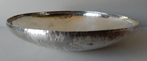 Antique Hammered Sterling Silver Bowl 7" x 1 1/2" by Arthur Schubert, 9.9 troyOz