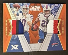 2020 Panini XR Team Materials Orange /15 Jake Fromm Zack Moss RC #TM-6 Bills