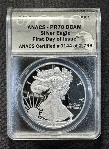 2019-W $1 American Silver Eagle ANACS PR70 DCAM First Day of Issue FDOI #0144