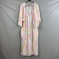 Mara Hoffman Dress Small Luz Celeste Print Multi Pastel Maxi Kaftan Coverup Boho