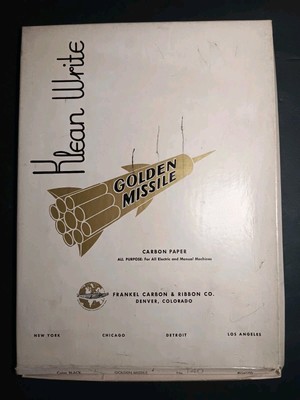 KLEAN WRITE GOLDEN MISSLE CARBON PAPER - BOX ONLY - FRANKEL - DENVER, COLORADO 